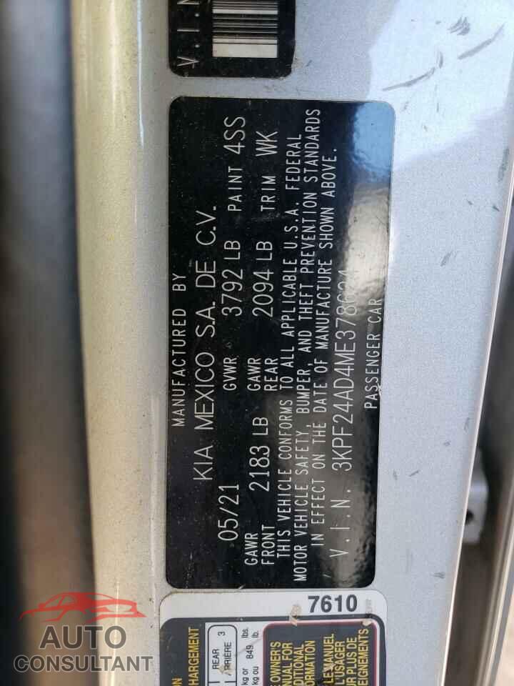 KIA FORTE 2021 - 3KPF24AD4ME378624