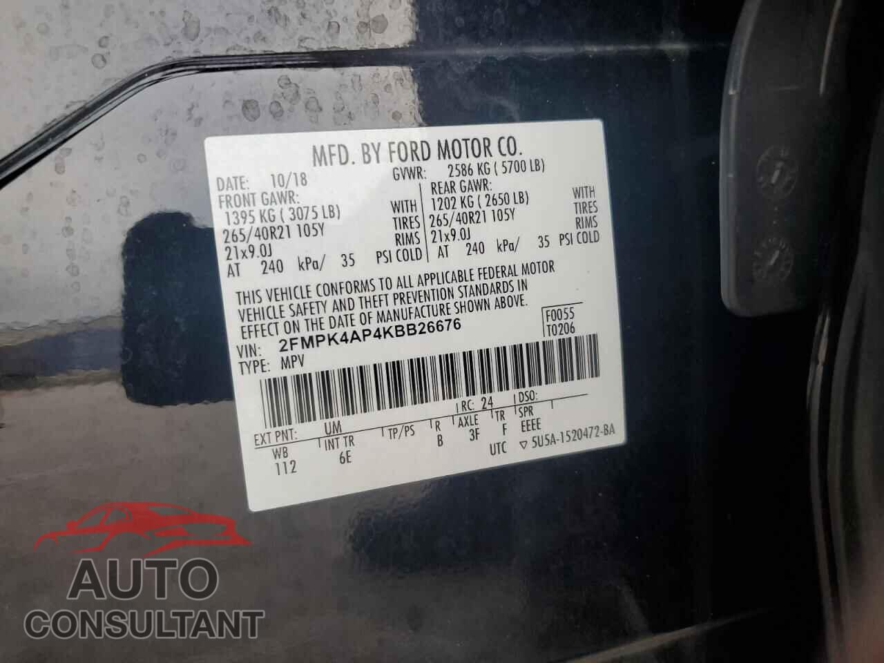FORD EDGE 2019 - 2FMPK4AP4KBB26676