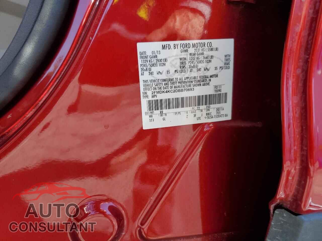 FORD EDGE 2013 - 2FMDK4KC2DBB70693