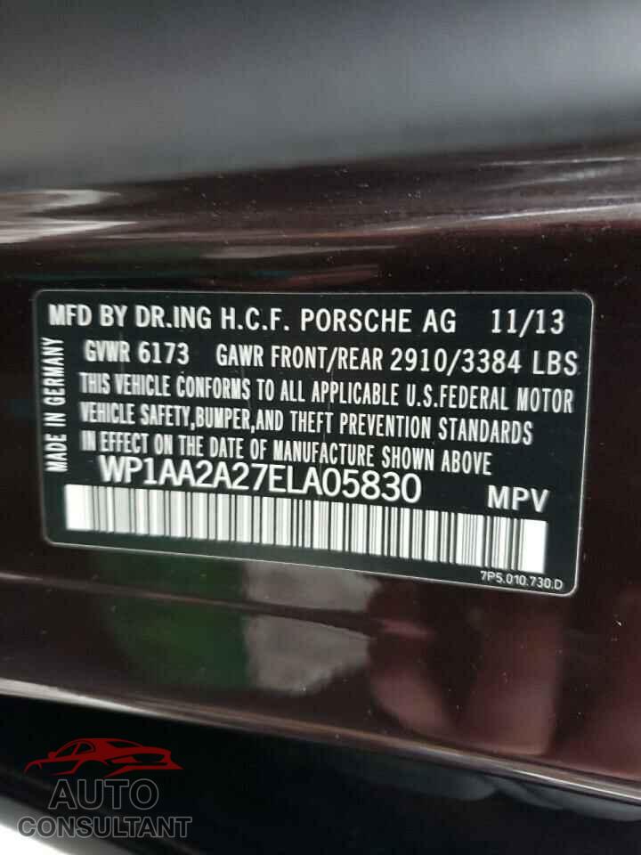 PORSCHE CAYENNE 2014 - WP1AA2A27ELA05830