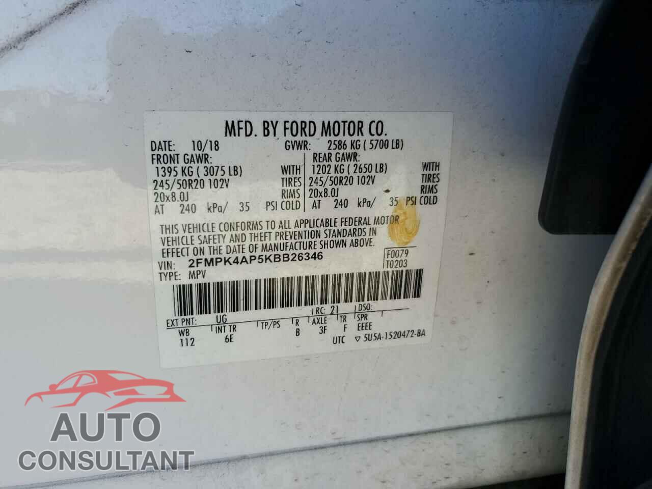 FORD EDGE 2019 - 2FMPK4AP5KBB26346