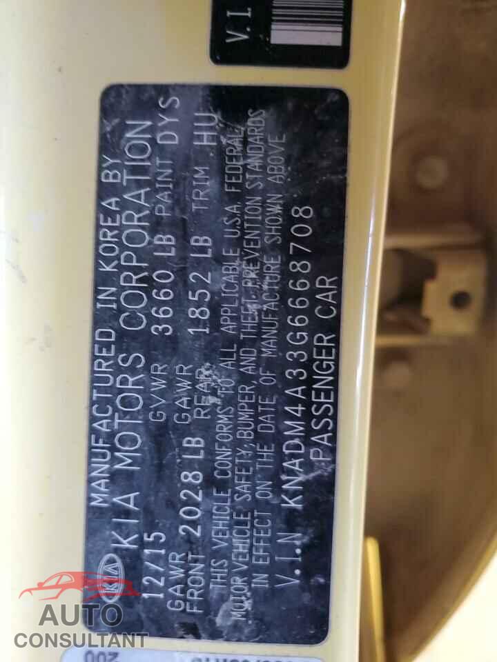 KIA RIO 2016 - KNADM4A33G6668708