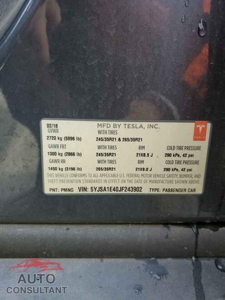 TESLA MODEL S 2018 - 5YJSA1E40JF243902