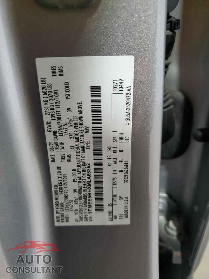 FORD BRONCO 2021 - 1FMEE5BHXMLA68362