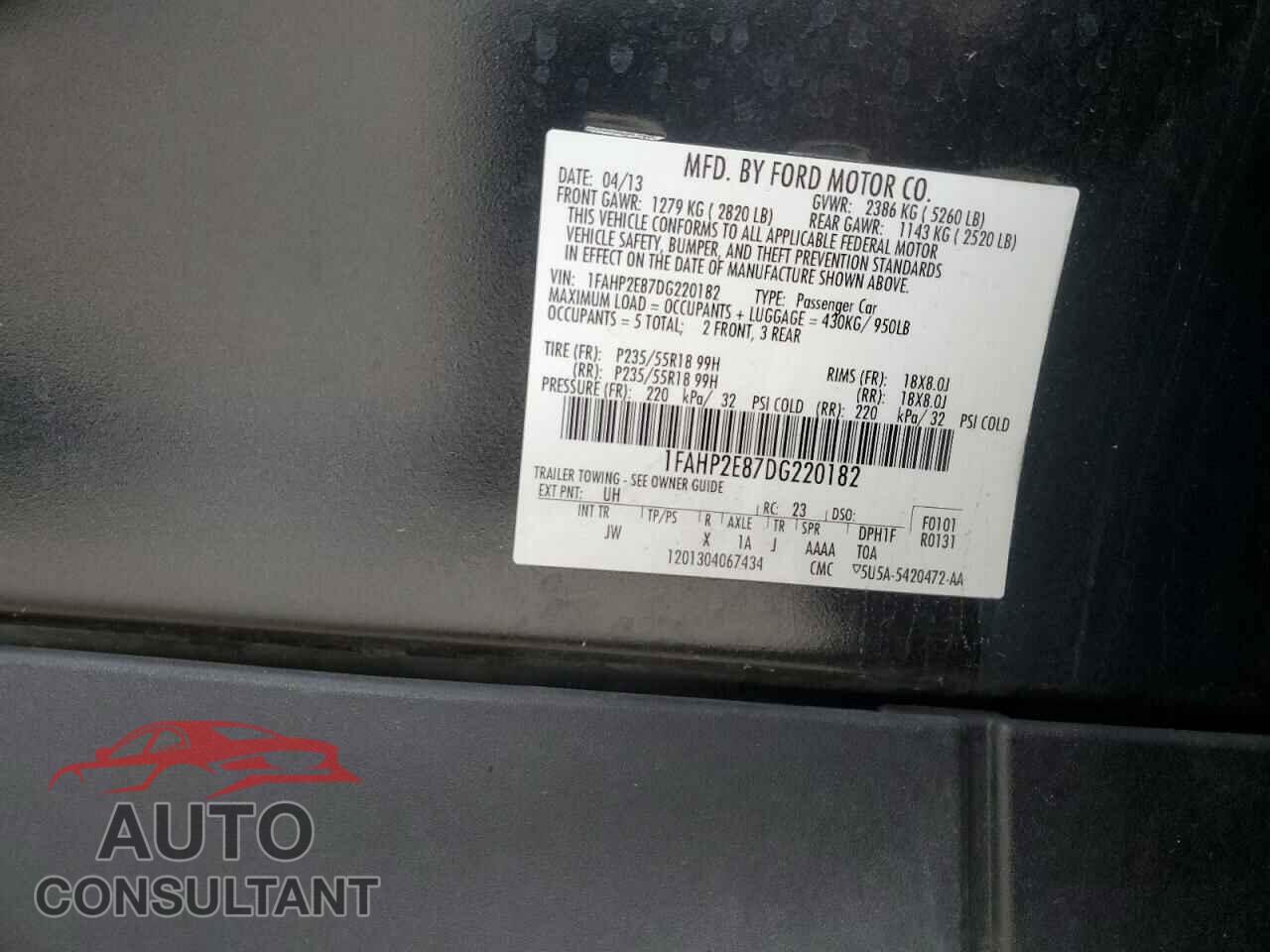 FORD TAURUS 2013 - 1FAHP2E87DG220182