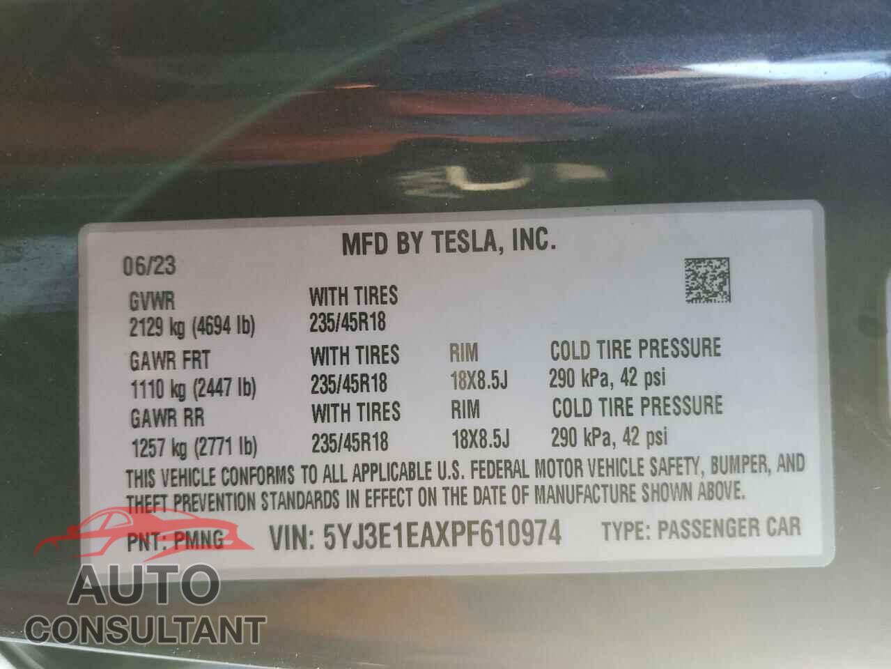 TESLA MODEL 3 2023 - 5YJ3E1EAXPF610974