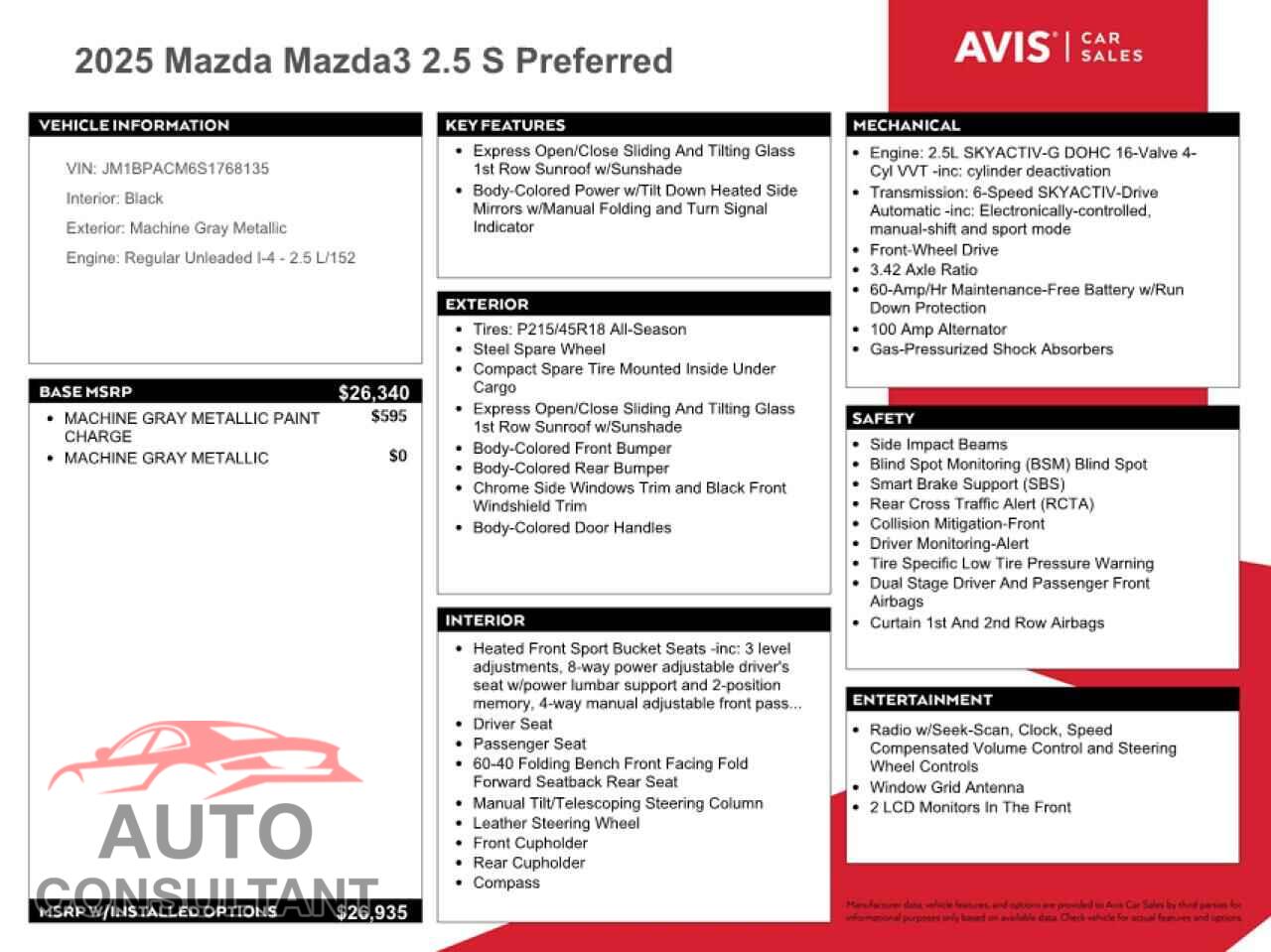 MAZDA 3 2025 - JM1BPACM6S1768135