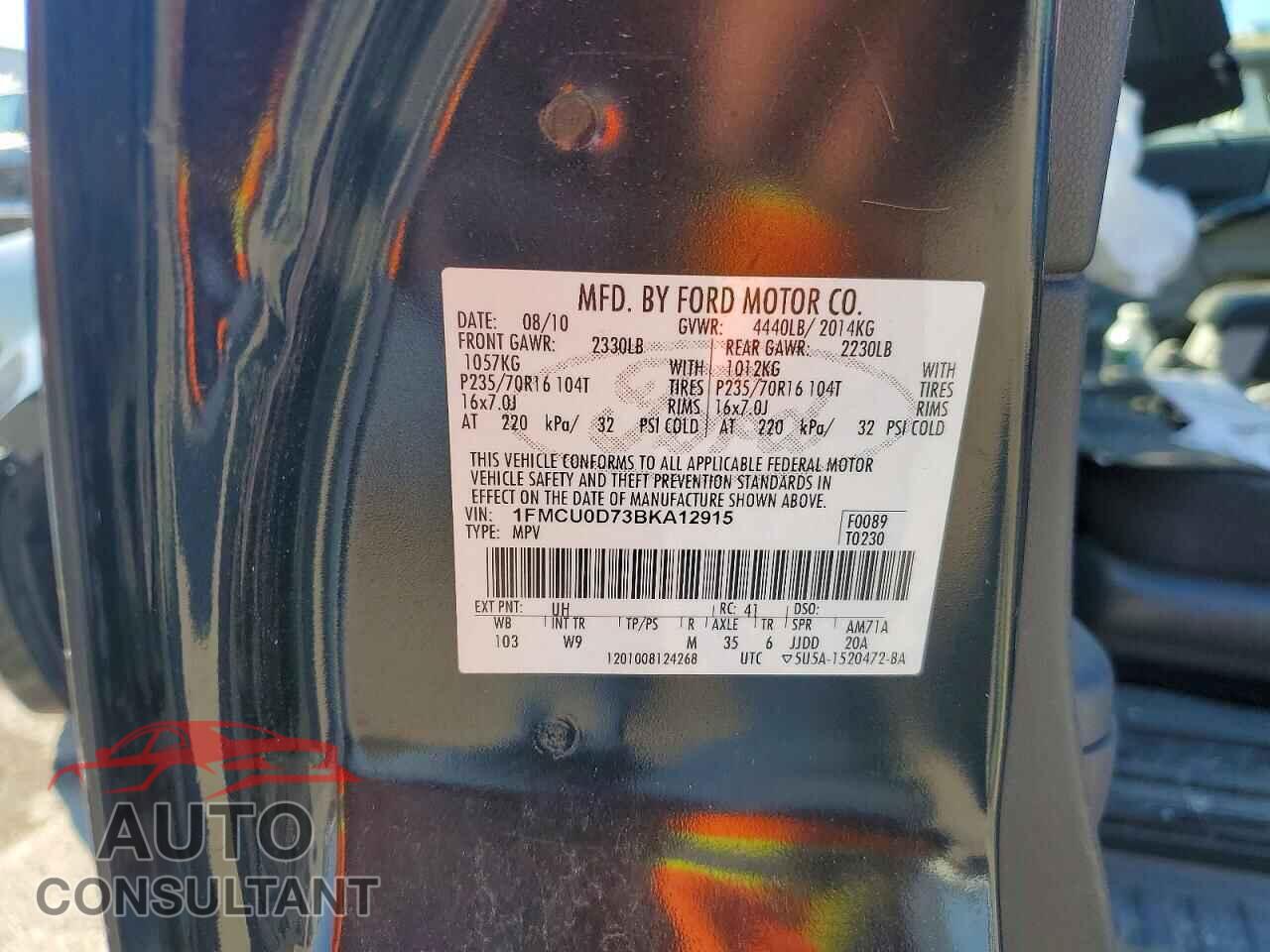 FORD ESCAPE 2011 - 1FMCU0D73BKA12915