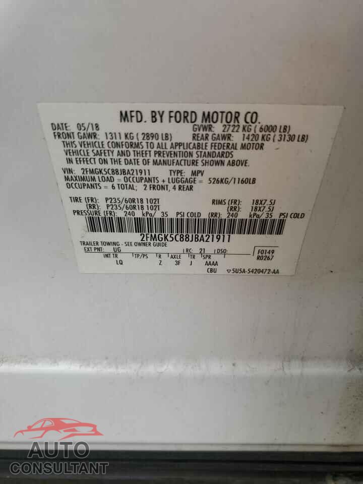 FORD FLEX 2018 - 2FMGK5C88JBA21911