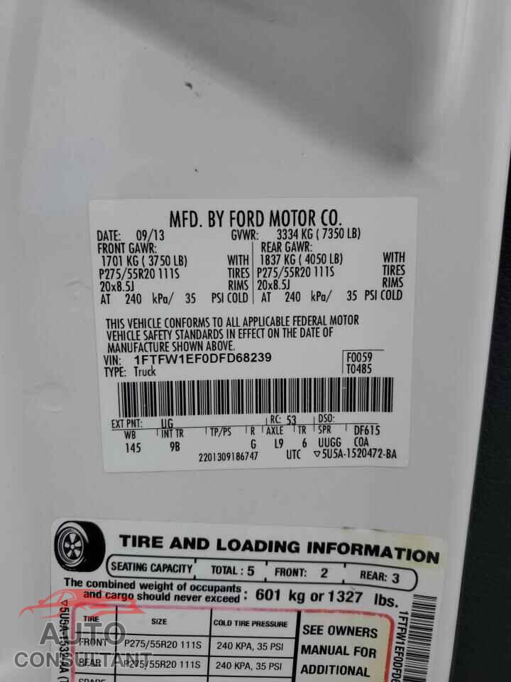 FORD F-150 2013 - 1FTFW1EF0DFD68239