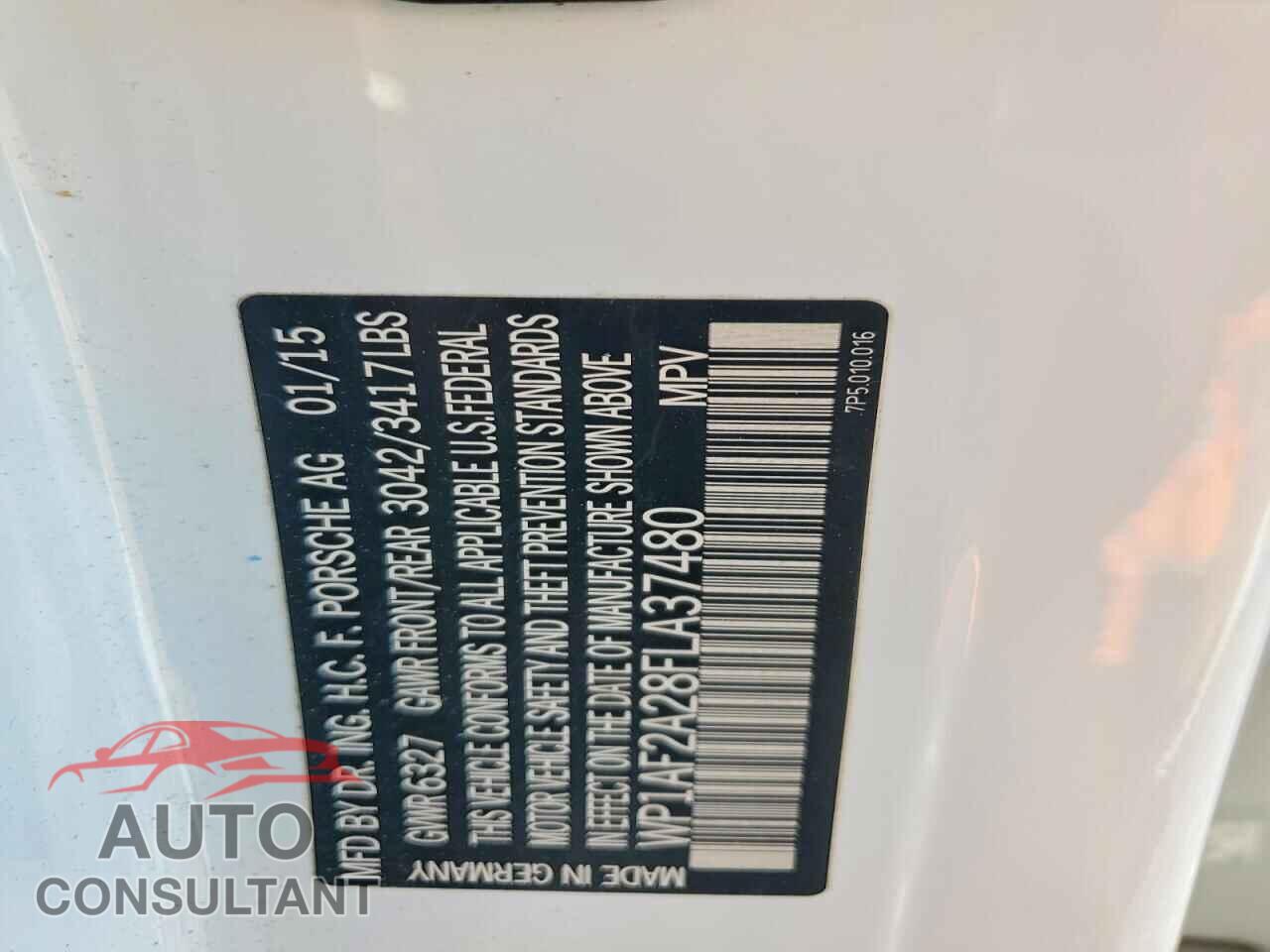 PORSCHE CAYENNE 2015 - WP1AF2A28FLA37480