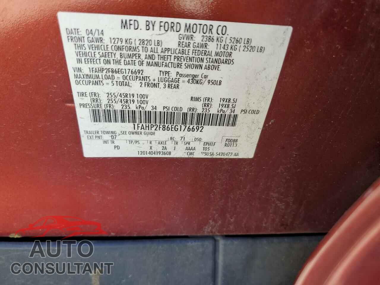FORD TAURUS 2014 - 1FAHP2F86EG176692