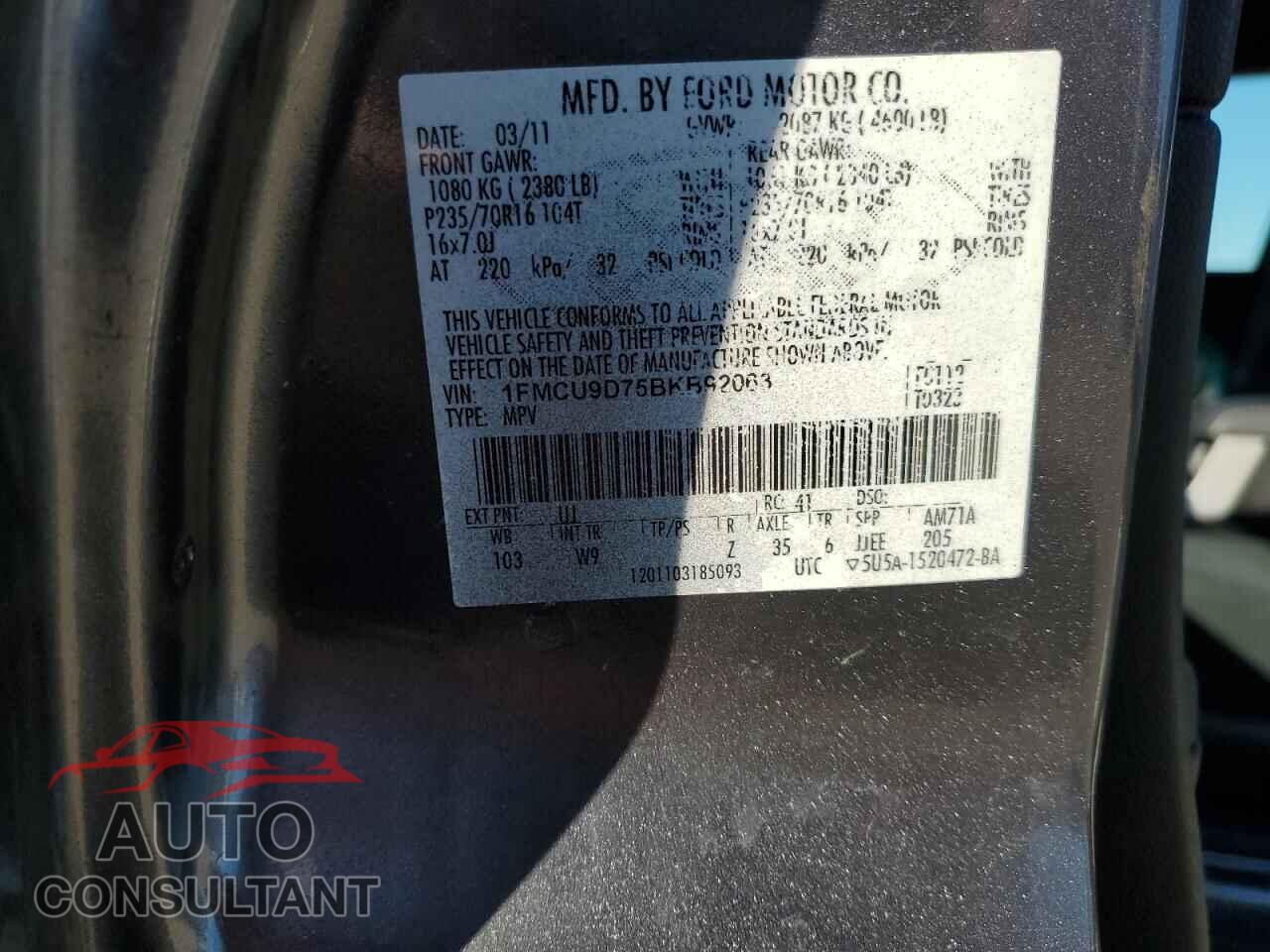 FORD ESCAPE 2011 - 1FMCU9D75BKB92063