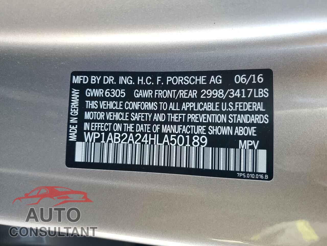PORSCHE CAYENNE 2017 - WP1AB2A24HLA50189