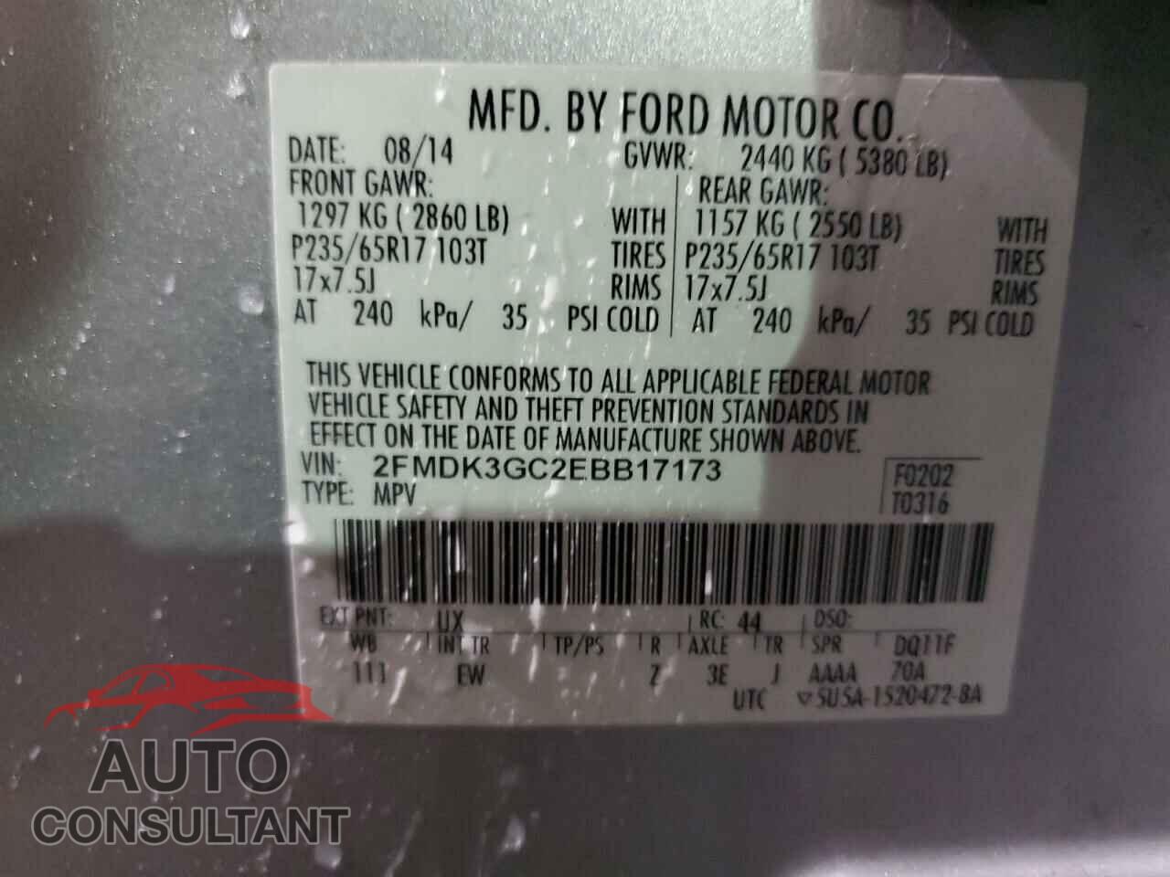FORD EDGE 2014 - 2FMDK3GC2EBB17173