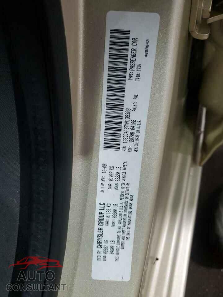 DODGE AVENGER 2010 - 1B3CC4FB7AN139388