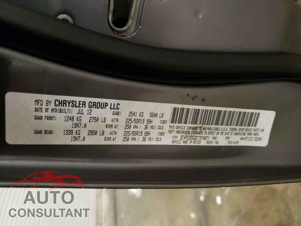 DODGE JOURNEY 2012 - 3C4PDDDG3CT374871