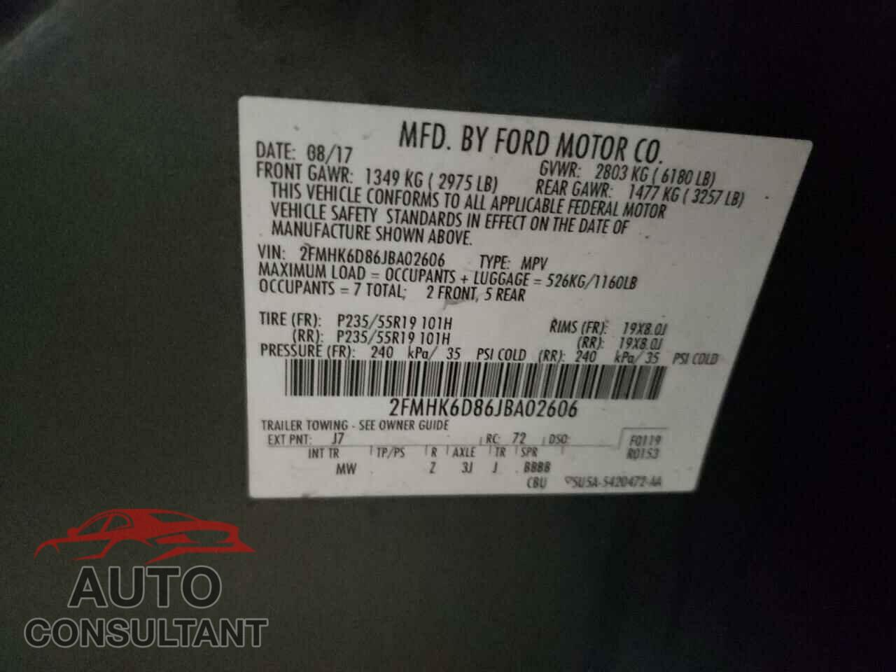 FORD FLEX 2018 - 2FMHK6D86JBA02606