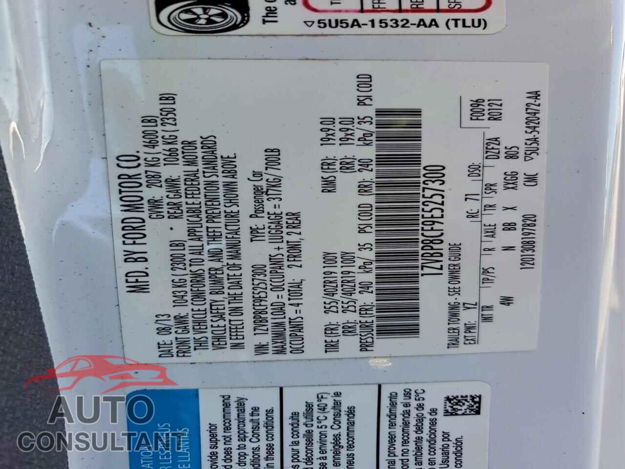 FORD MUSTANG 2014 - 1ZVBP8CF9E5257300