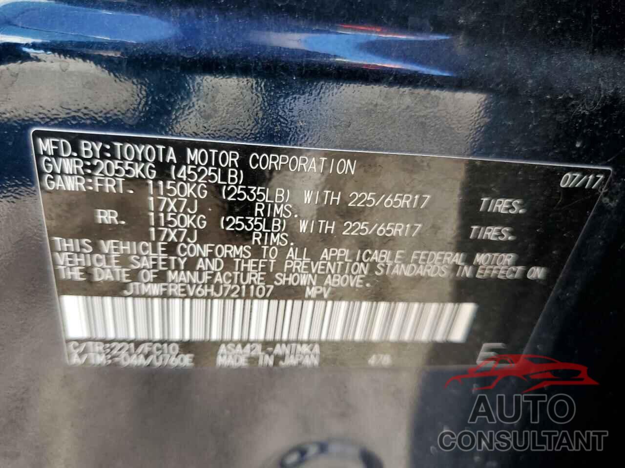 TOYOTA RAV4 2017 - JTMWFREV6HJ721107