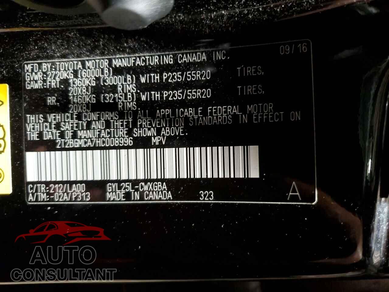 LEXUS RX450 2017 - 2T2BGMCA7HC008996