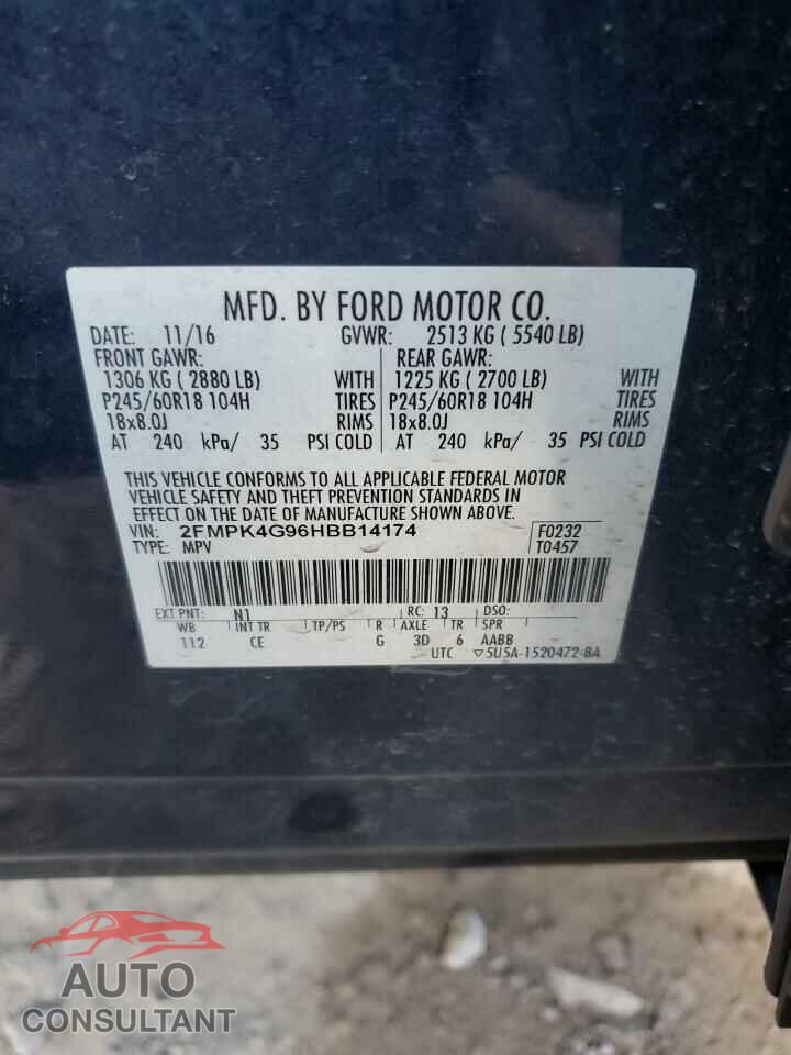 FORD EDGE 2017 - 2FMPK4G96HBB14174