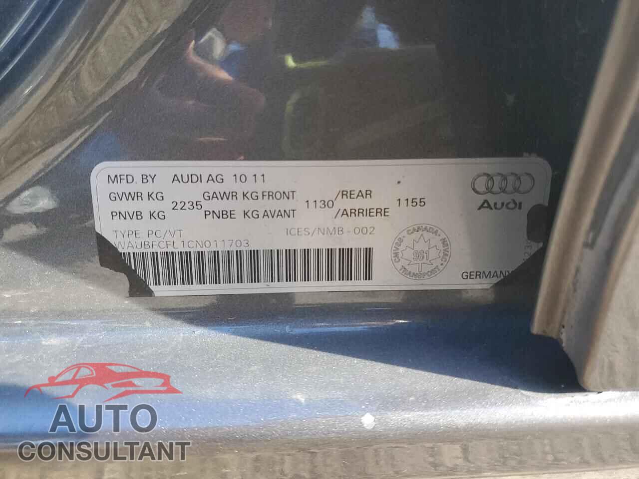 AUDI A4 2012 - WAUBFCFL1CN011703