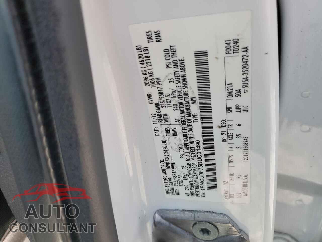 FORD ESCAPE 2013 - 1FMCU0F75DUC01490