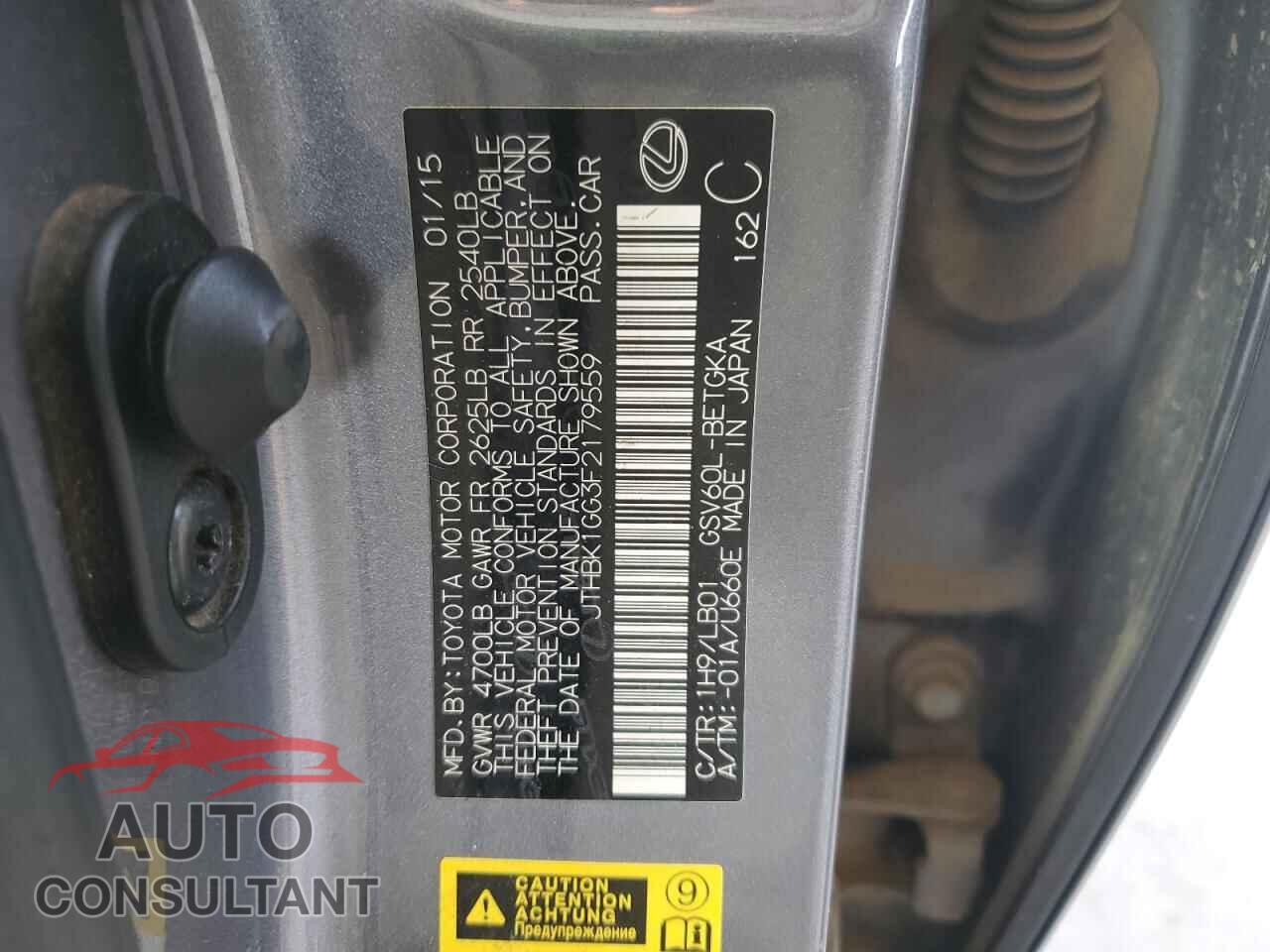 LEXUS ES350 2015 - JTHBK1GG3F2179559