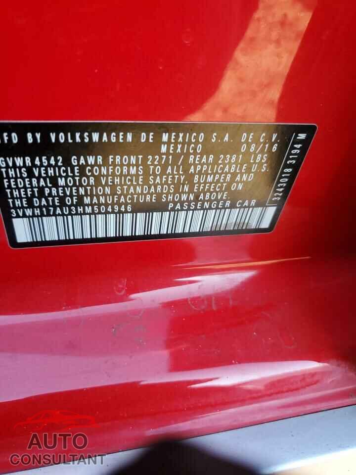 VOLKSWAGEN GOLF 2017 - 3VWH17AU3HM504946
