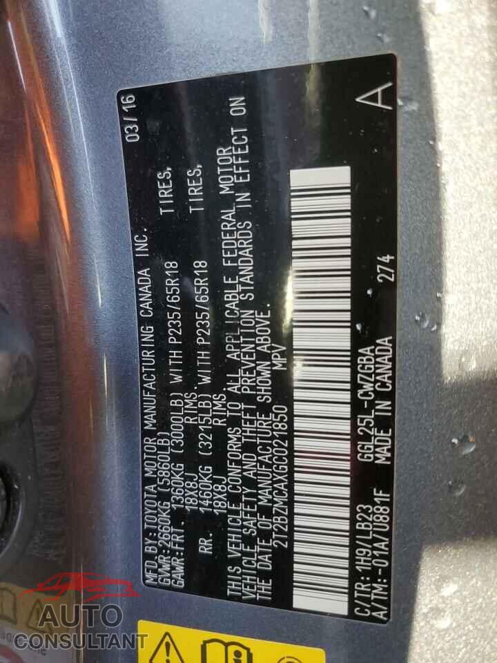 LEXUS RX350 2016 - 2T2BZMCAXGC021850