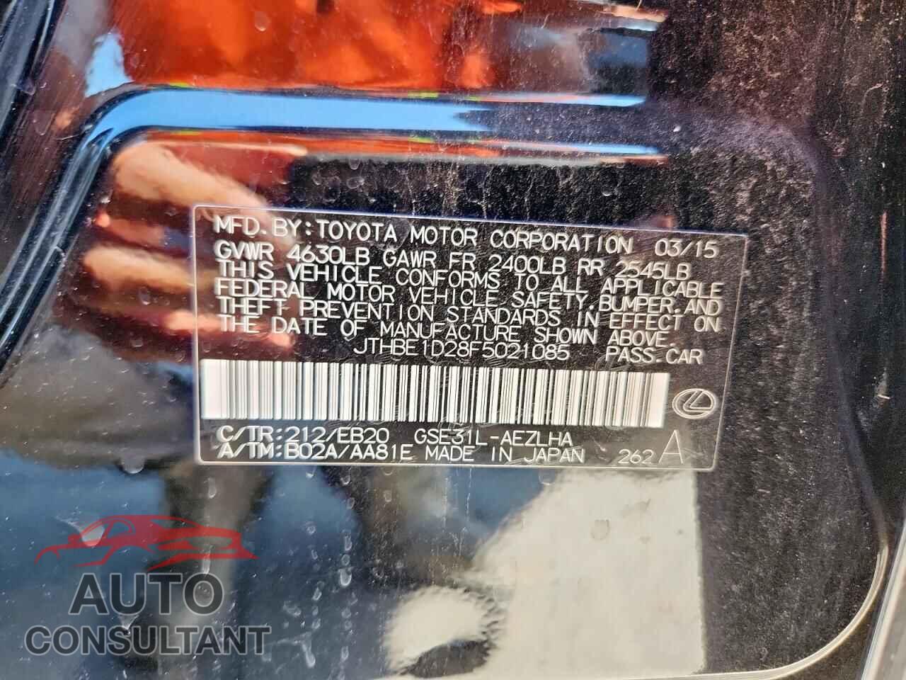 LEXUS IS 2015 - JTHBE1D28F5021085