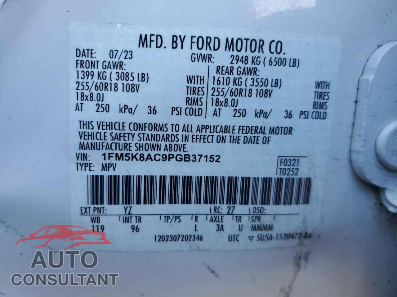 FORD EXPLORER 2023 - 1FM5K8AC9PGB37152