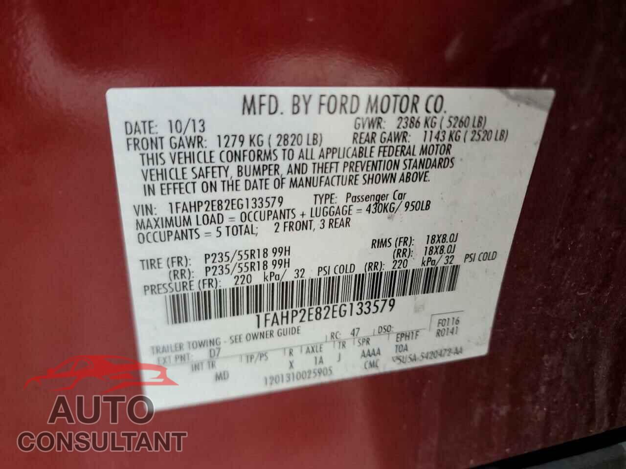 FORD TAURUS 2014 - 1FAHP2E82EG133579