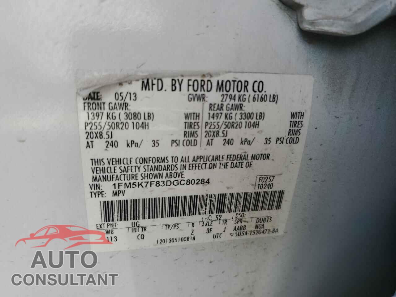 FORD EXPLORER 2013 - 1FM5K7F83DGC80284