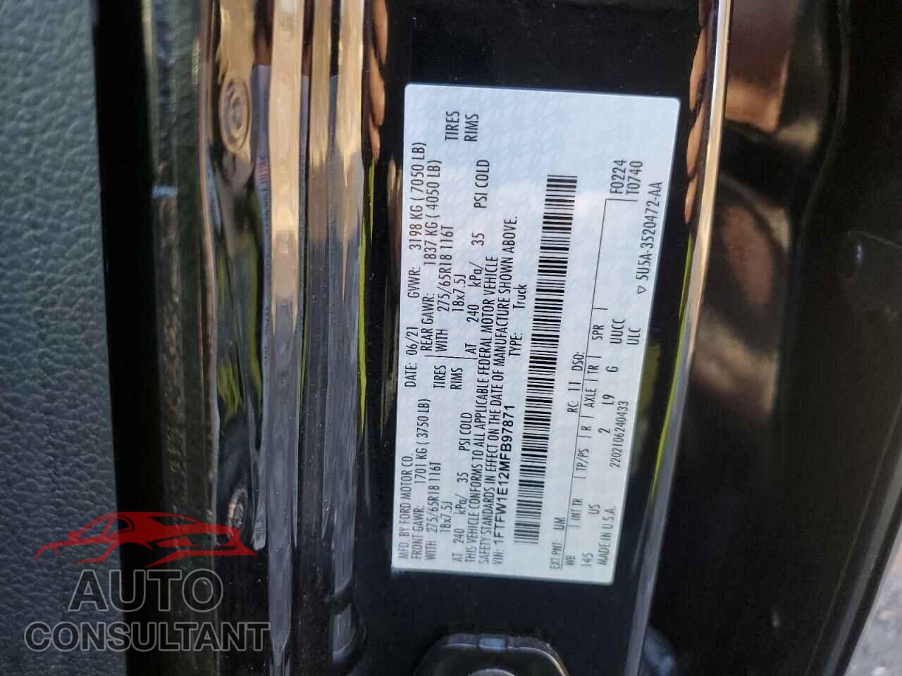 FORD F-150 2021 - 1FTFW1E12MFB97871