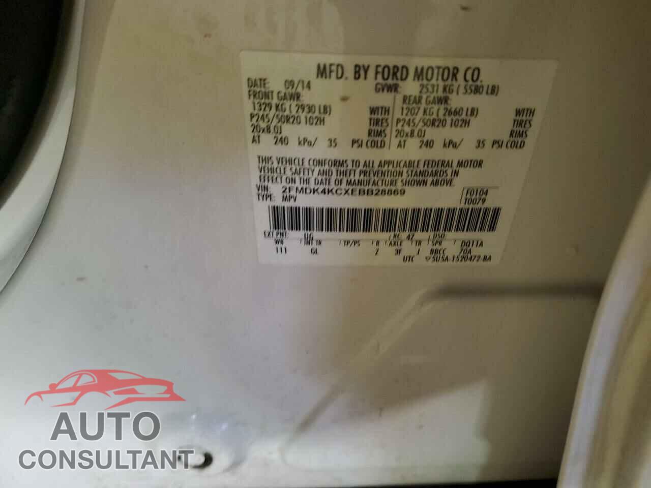 FORD EDGE 2014 - 2FMDK4KCXEBB28869