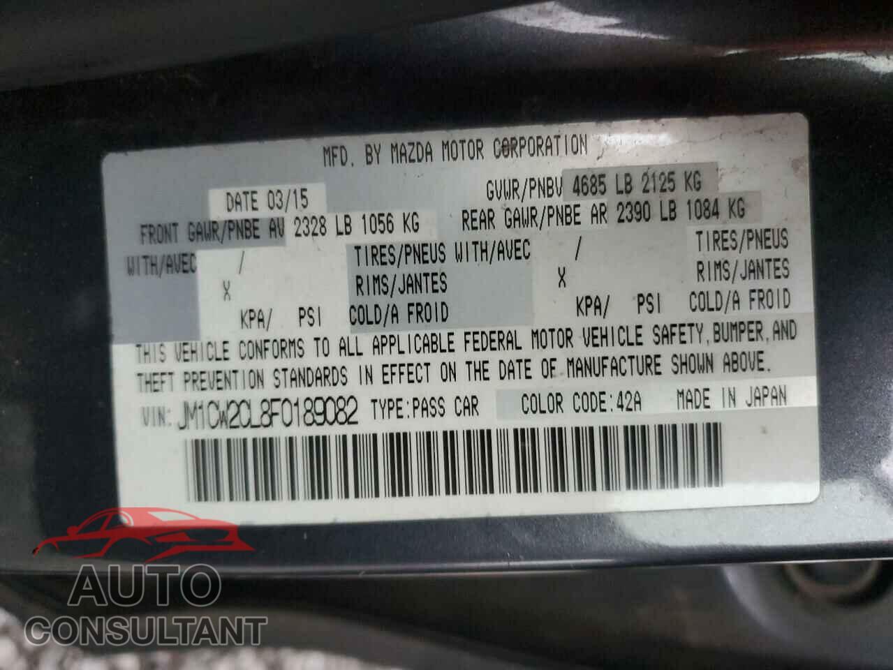 MAZDA 5 2015 - JM1CW2CL8F0189082
