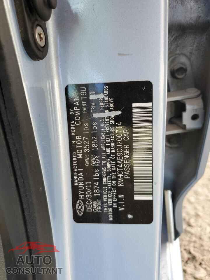 HYUNDAI ACCENT 2012 - KMHCT4AE9CU200714