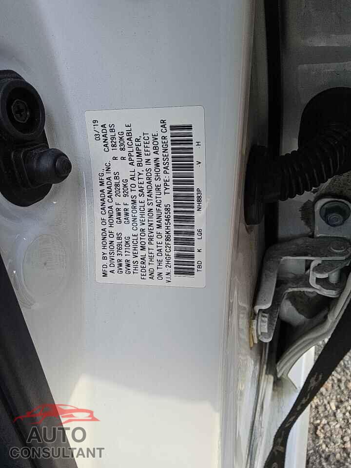 HONDA CIVIC 2019 - 2HGFC2F86KH546585