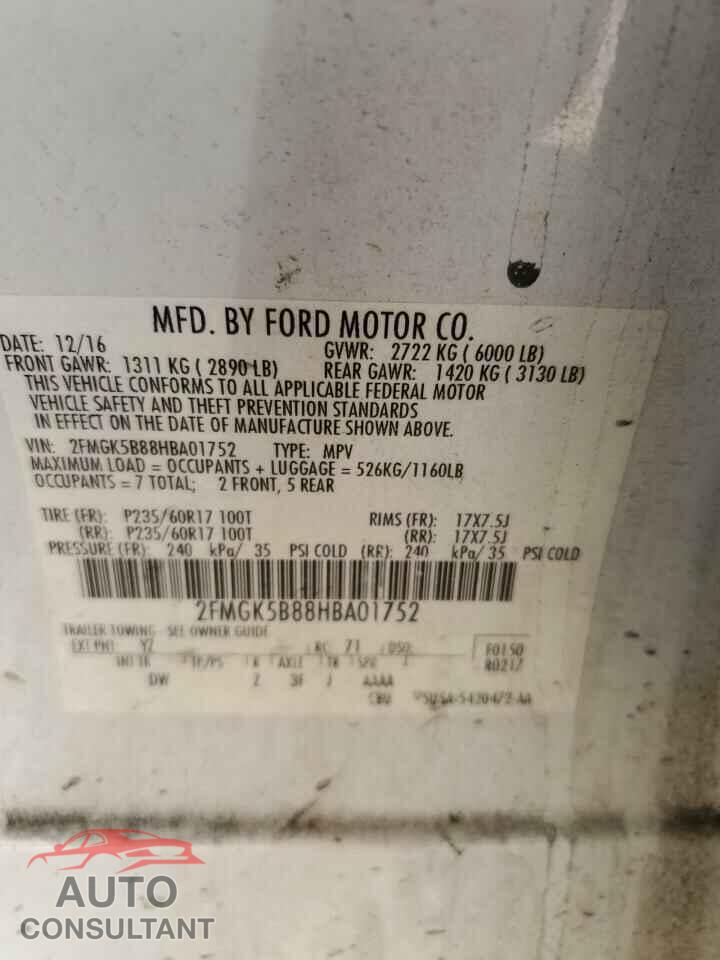 FORD FLEX 2017 - 2FMGK5B88HBA01752