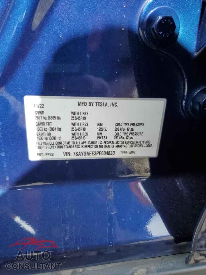 TESLA MODEL Y 2023 - 7SAYGAEE3PF604830