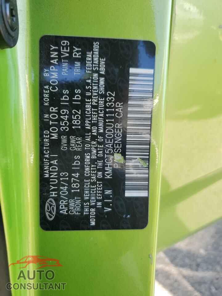 HYUNDAI ACCENT 2013 - KMHCT5AE0DU111332