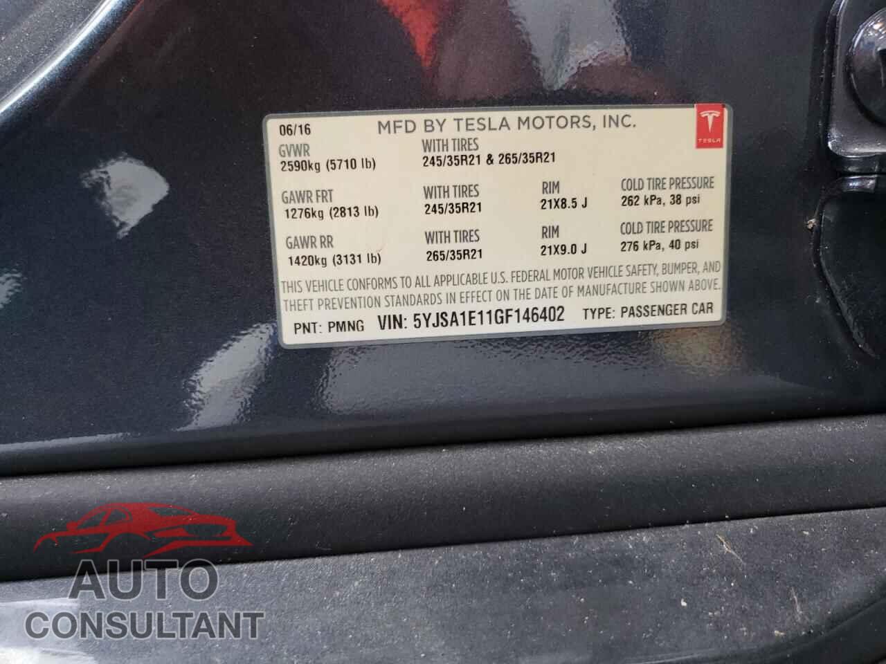 TESLA MODEL S 2016 - 5YJSA1E11GF146402