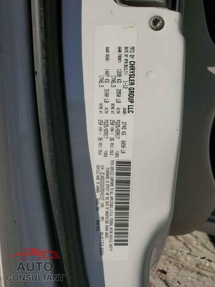 DODGE CARAVAN 2012 - 2C4RDGDGXCR243157