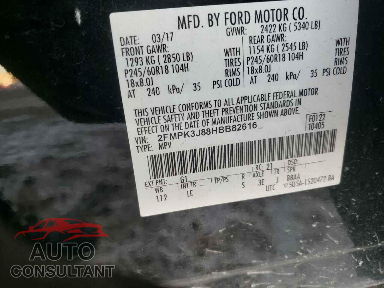 FORD EDGE 2017 - 2FMPK3J88HBB82616