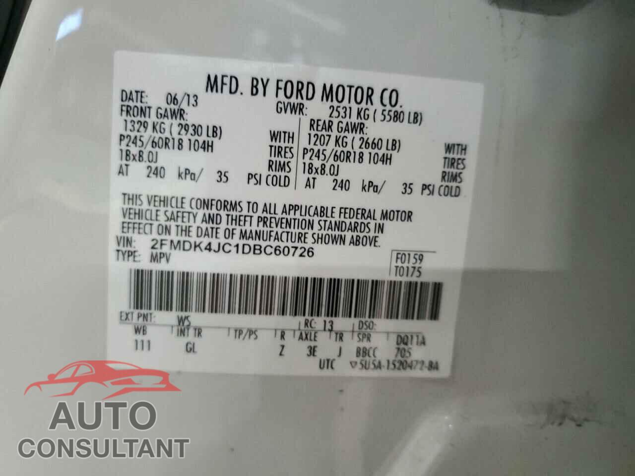 FORD EDGE 2013 - 2FMDK4JC1DBC60726