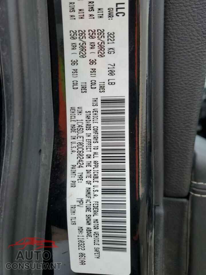 DODGE DURANGO 2013 - 1C4SDJET0DC602424