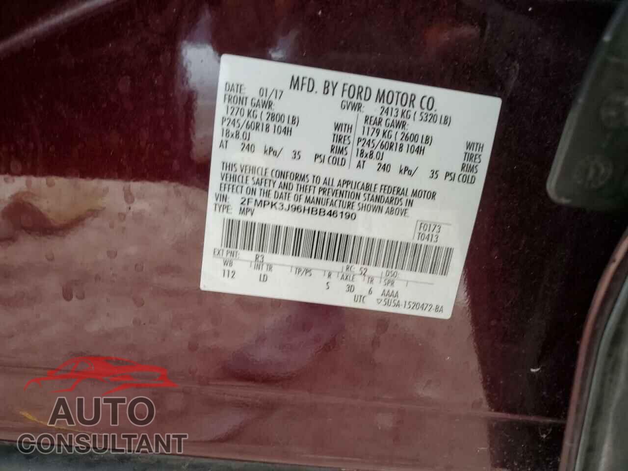 FORD EDGE 2017 - 2FMPK3J96HBB46190
