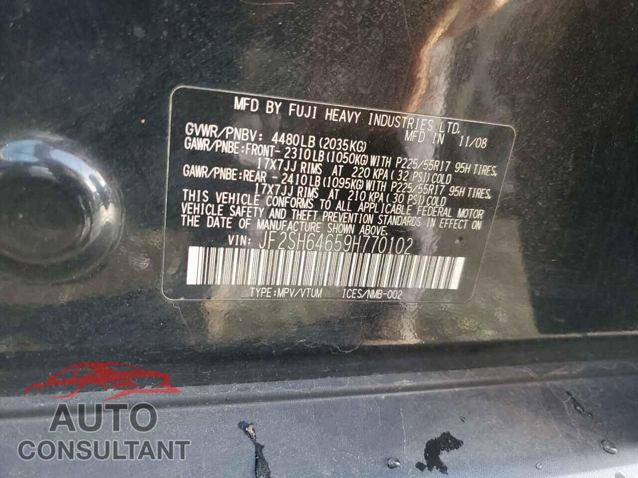 SUBARU FORESTER 2009 - JF2SH64659H770102